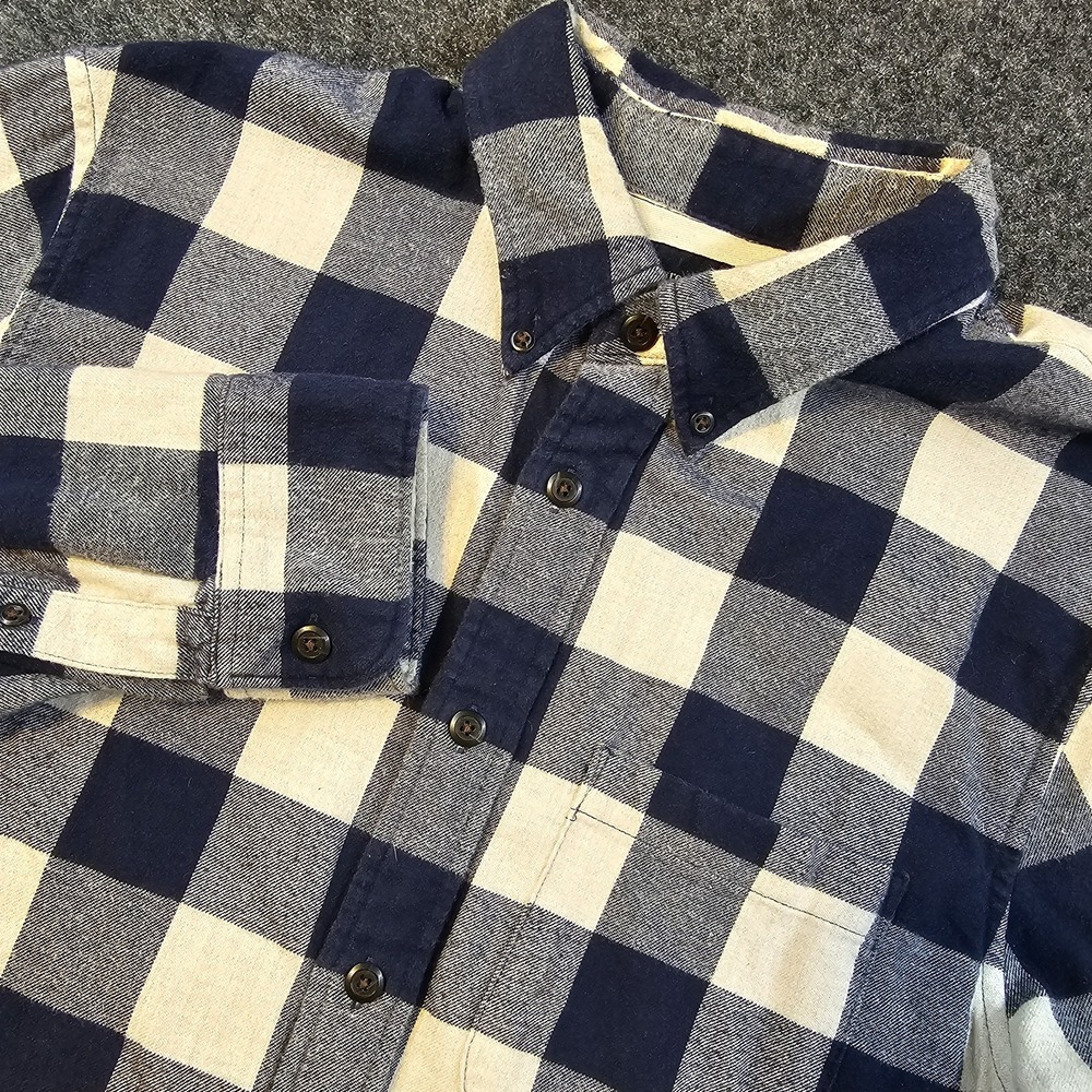 Abercrombie & Fitch Soft A&F Flannel Shirt Mens L Blue White Buffalo Plaid